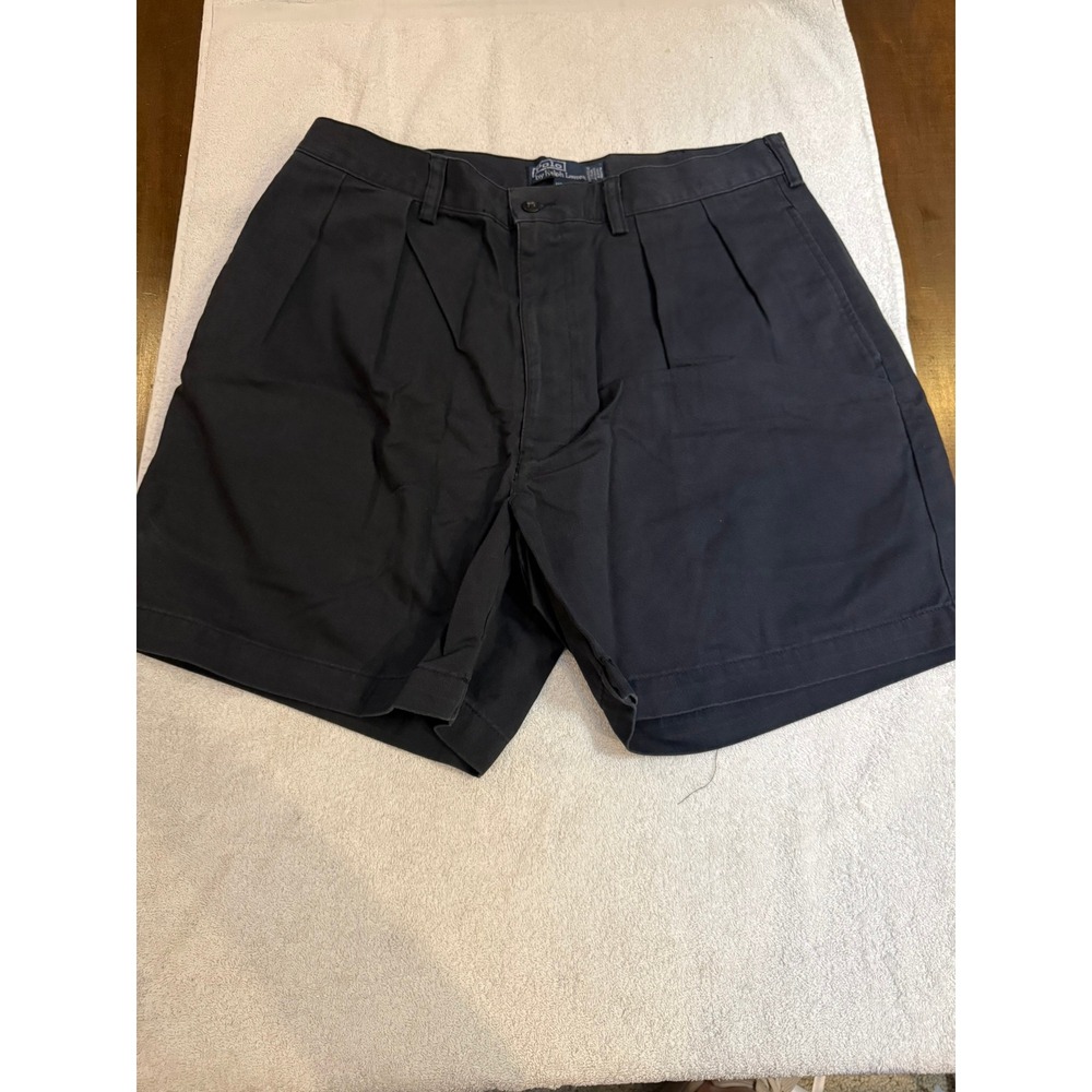 Polo Ralph Lauren Mens Navy Andrew Short Pleated Chino Cotton Shorts Size 34